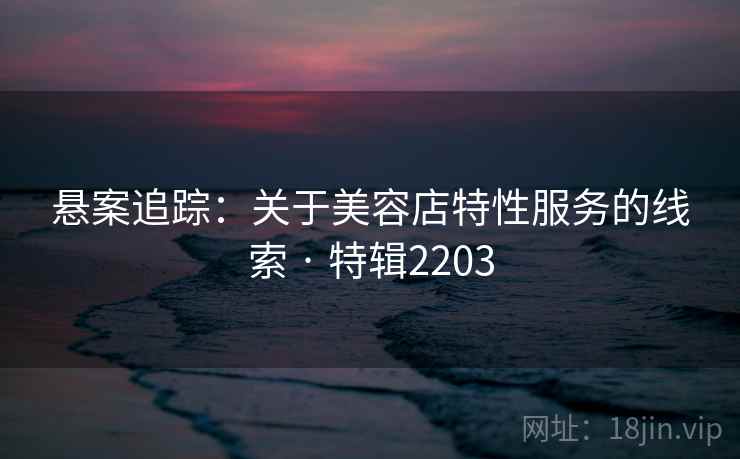 悬案追踪：关于美容店特性服务的线索 · 特辑2203
